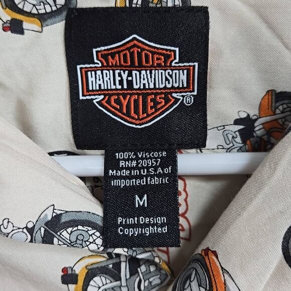 Harley Davidson Shirt Button Down Geometric Pattern Era Medium - Picture 4 of 11